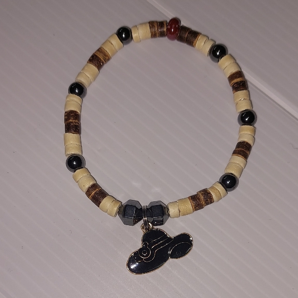 Beaded Bracelet with Black Cloud Charm